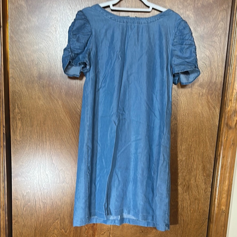 LOFT Blue Puff Sleeve Sundress